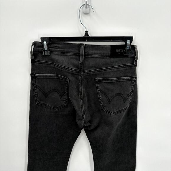 EDWIN NWT Elin Straight Long Black Denim Jean in Knight Rider // 00 (24) - Picture 9 of 14
